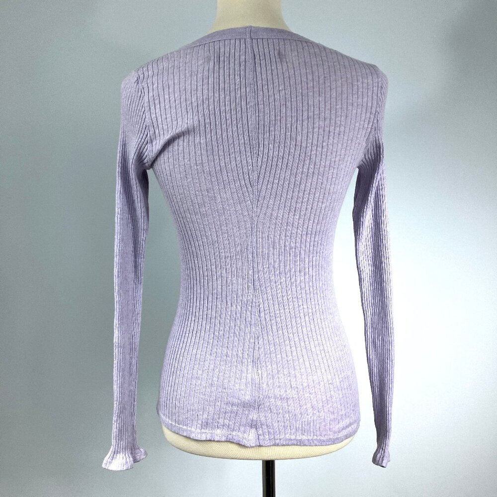 Enza Costa Light Pink Rib Long Sleeve Shirt Medium Cotton Cashmere Sweater S XS - Picture 3 of 13